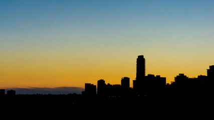 Fototapeta na wymiar sunset, city, buildings, Canada, downtown, sky, sun, darkness, landscape
