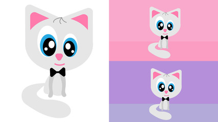 Cute cat with big blue eyes will be an excellent illustration for a postcard or other printed materials.