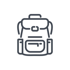 Backpack line icon. Travel and hiking backpack vector outline sign.