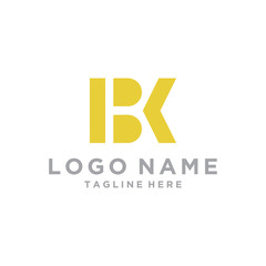 Modern Minimal Black and Gold Letter BK Iconic Logo Design Using Letters B and K