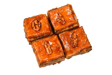 Tasty baklava isolated on white background.