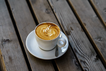 Cappuccino on a Wooden Table