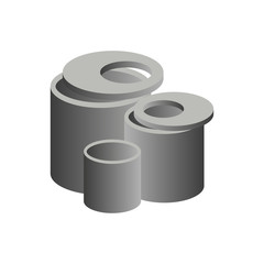 Reinforced concrete rings. Vector drawing. Isolated object on a white background. Isolate.