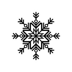 Snowflake icon. Black silhouette. Vector drawing. Isolated object on a white background. Isolate.