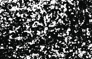 Monochrome texture composed of irregular graphic elements. Distressed uneven grunge background. Abstract vector illustration. Overlay for interesting effect and depth. Isolated on white background.