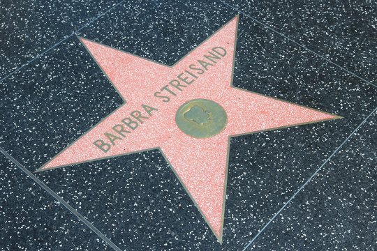 LOS ANGELES, USA - APRIL 5, 2014: Barbra Streisand star at famous Walk of Fame in Hollywood. Hollywood Walk of Fame features more than 2,500 stars with inscribed celebrity names.