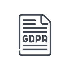 GDPR agreement line icon. Document with protection agreement vector outline sign.
