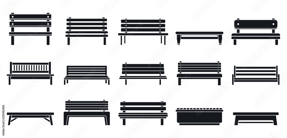 Aufkleber park bench icons set. simple set of park bench vector icons for web design on white background