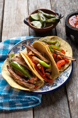 Tacos of mexican beef fajitas also called 