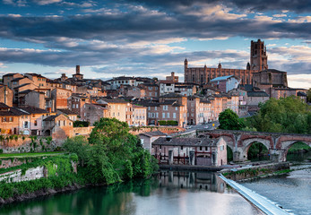 Fototapeta premium View on the old town of Albi in the morning