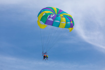 Parasailing in Caribbean Sea, Cancun beach
