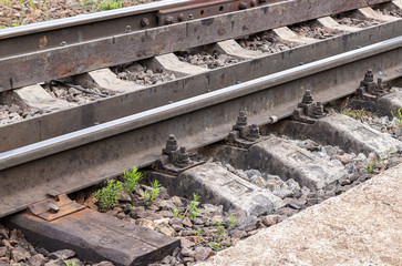 Railway. Industrial fastening, sleepers and rails