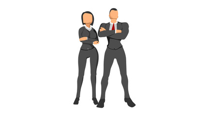 flat character vector worker neat clothes. work team character template without background. male and female character set. separate layer promotional brochure character template. office cover.