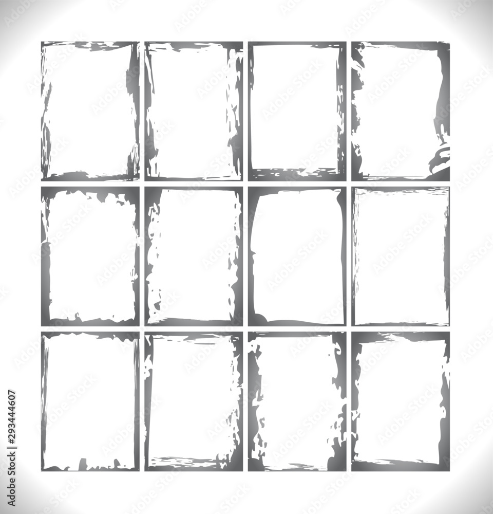 Poster grunge frames collection. monochrome gradient design elements