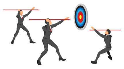neat set of male character clothing with circle targets. focus on the target in front. a template with a separate background. calendar theme financial focus on the viewfinder. vector illustration