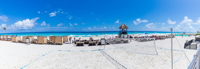 Beautiful view of Caribbean Sea at Cancun beach, Mexico