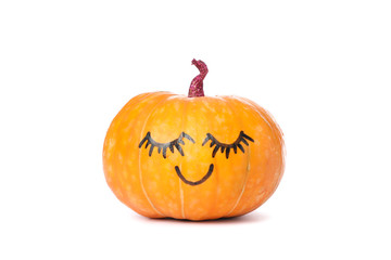 Pumpkin with smile isolated on white background