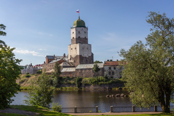 Ancient castle in the city of Vyborg. Tourist location in Leningrad region. Russia..