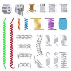 Coil icons set. Cartoon set of coil vector icons for web design