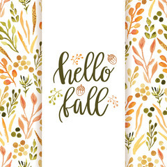 Colorful autumn leaves seamless pattern. Vectorized watercolor painting.