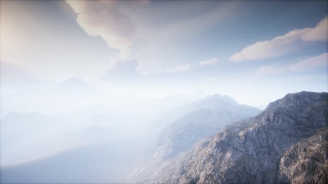 Volcano Crater Landscape with Fog