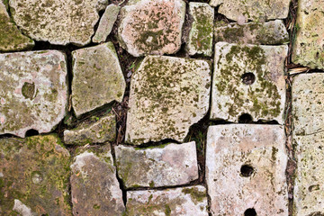 Old brick paving background closeup