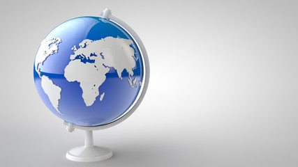 globe on white background 3d illustration