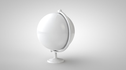 Globe white 3 d illustration. Education concept