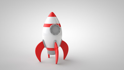 3d illustration rocket.  Start up сoncept