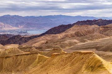 Eilat mountains and Aquaba bay, Israel