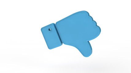 3d illustration. Dislike. Thumbs down.  Blue
