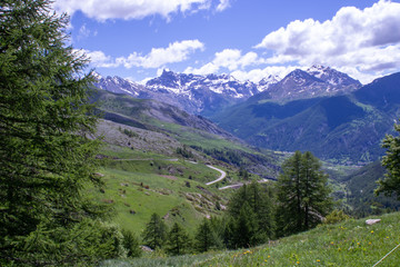 Fototapeta na wymiar View of the Col de Vars in the French Alps