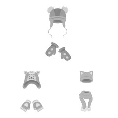 Vector illustration of headwear and fashion icon. Collection of headwear and cold stock vector illustration.