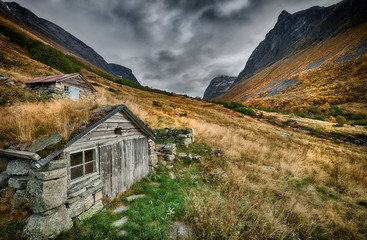 Landscape of old village in mountains