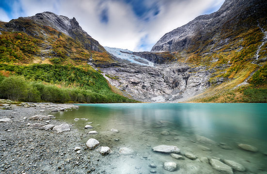 Melting jostedalsbreen glacier in Norway - october 2019 Stock Photo | Adobe  Stock