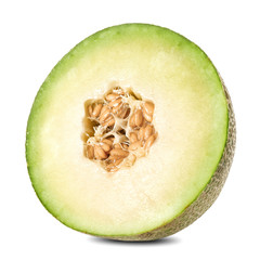 Tasty cut melon on white background
