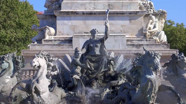 Monument aux Girondins, famous fountain on the Place des Quinconces square in Bordeaux