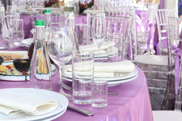 banquet table in restaurant