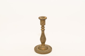 Vintage bronze candle holder on a white background 