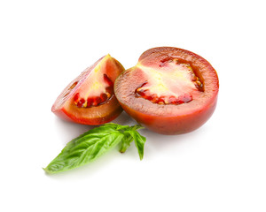 Fresh cut tomato on white background