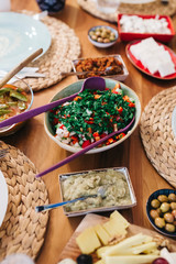 Turkish Traditional Cuisine and Mezze on the table