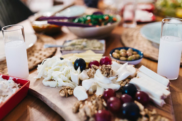 Delicious traditional turkish breakfast on table