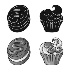 Isolated object of confectionery and culinary logo. Collection of confectionery and product stock symbol for web.