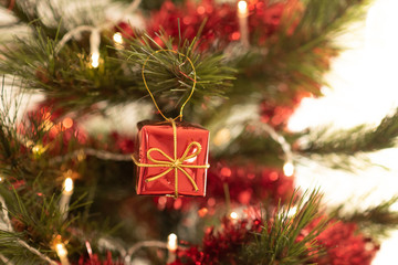 Detail of the Christmas tree with white background