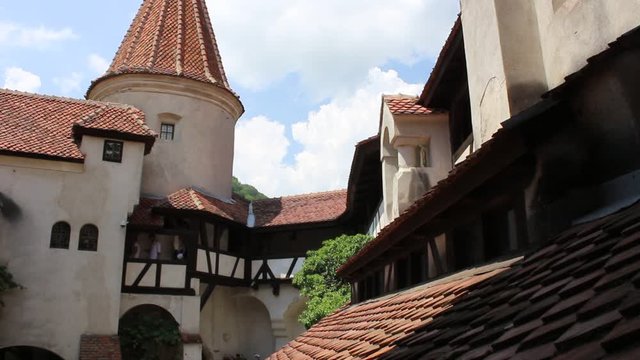 BRAN CASTLE, TRANSYLVANIA, ROMANIA June 26, 2017 Detail of the interior of Dracula s castle, made famous by the well known novel by Bram Stoker. HD video