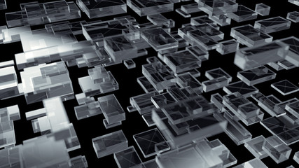 array of transparent cubes