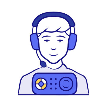recommend clip art: Radio news blue color icon. Sound broadcasting. Audio program via electronic media. Podcast recording. FM radio station. Isolated vector illustration
