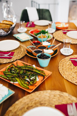 Delicious traditional turkish breakfast on table