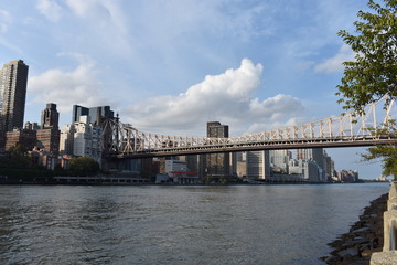 Fototapeta na wymiar The Ed Koch Queensboro Bridge, also known as the 59th Street Bridge, and the midtown Manhattan skyline viewed from New York City's Roosevelt Island. -08