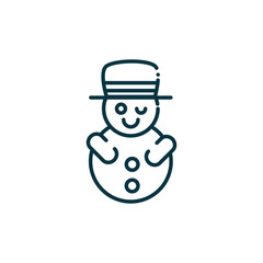 snowman happy christmas line icon